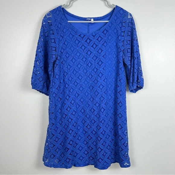 Everly Blue Lace Mod Shirt Dress Woman's Size Small - Picture 1 of 9